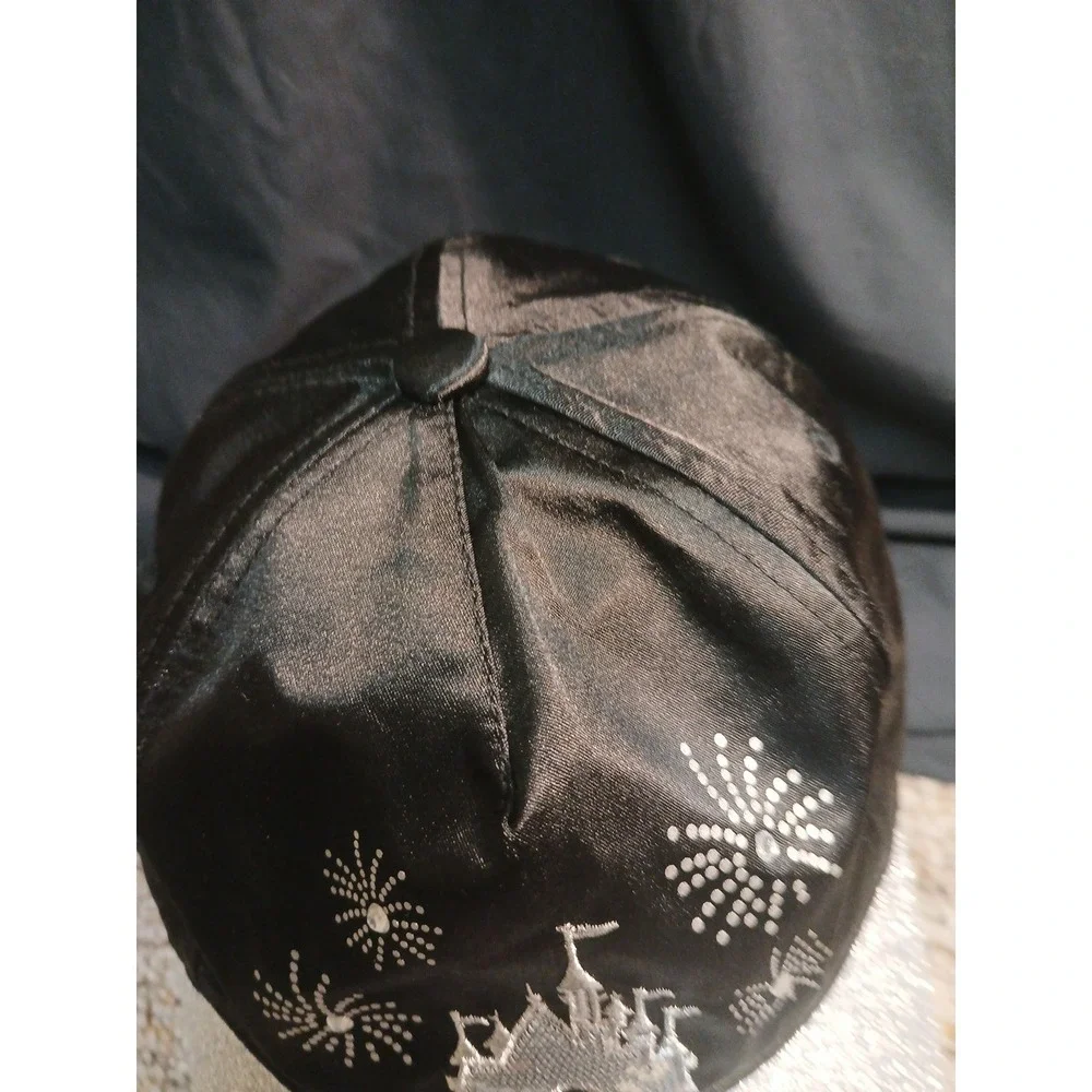 Disneyland Resort Black Nylon Silver Glitter Strapback Hat / Cap